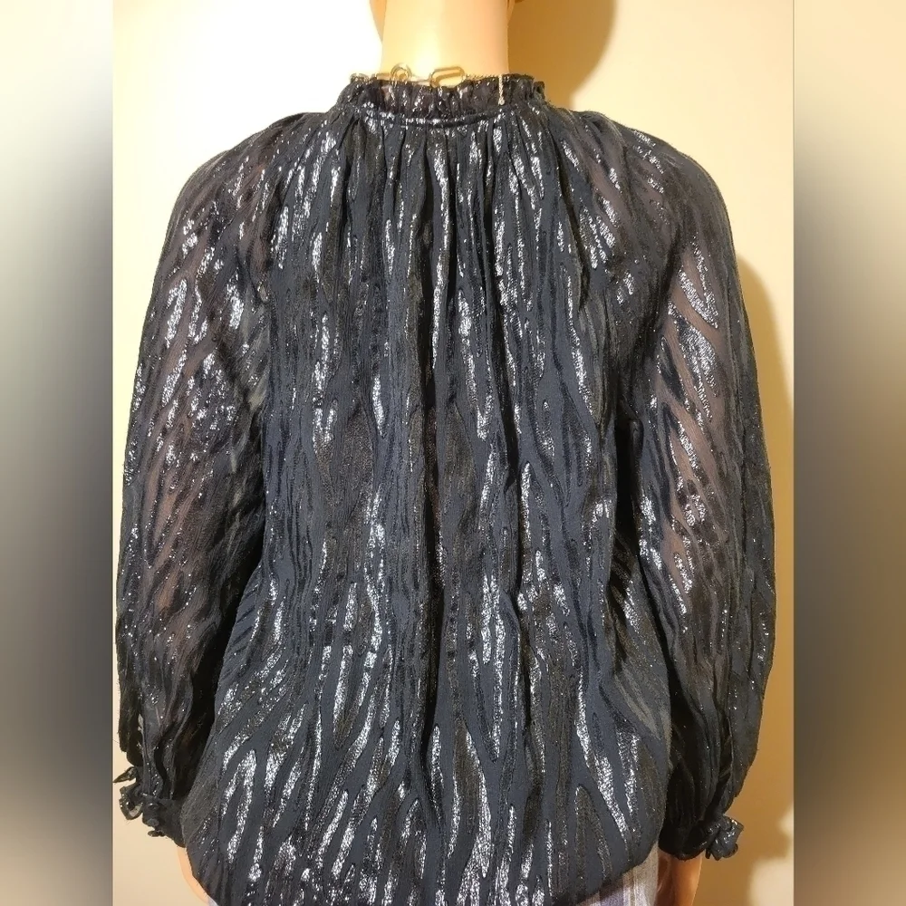 Rebecca Taylor Safari silk - blend blouse in black size 10.